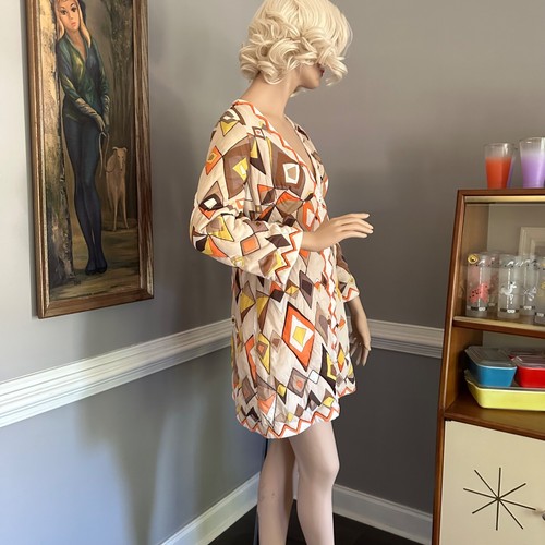 Vintage 1960s Emilio Pucci for Formfit Rogers Quilted Mini Dress Robe M - Picture 7 of 9