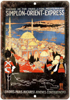 Simplon Orient Express Travel Poster 12'' x 9'' Reproduction Metal Sign T162