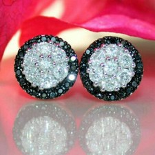 2Ct Round Cut Lab-Created Diamond Cluster Stud Earrings 14K White Gold Plated