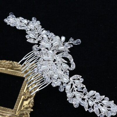 Perle & Kristall Hochzeitskamm Rhodium simuliert, Brautjungfer oder Abschlussball