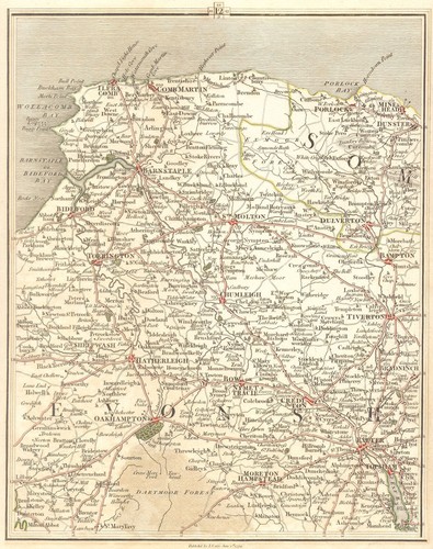 NORTH DEVON.Exeter Ilfracombe Okehampton Dartmoor Exmoor Bideford.CARY 1794 map