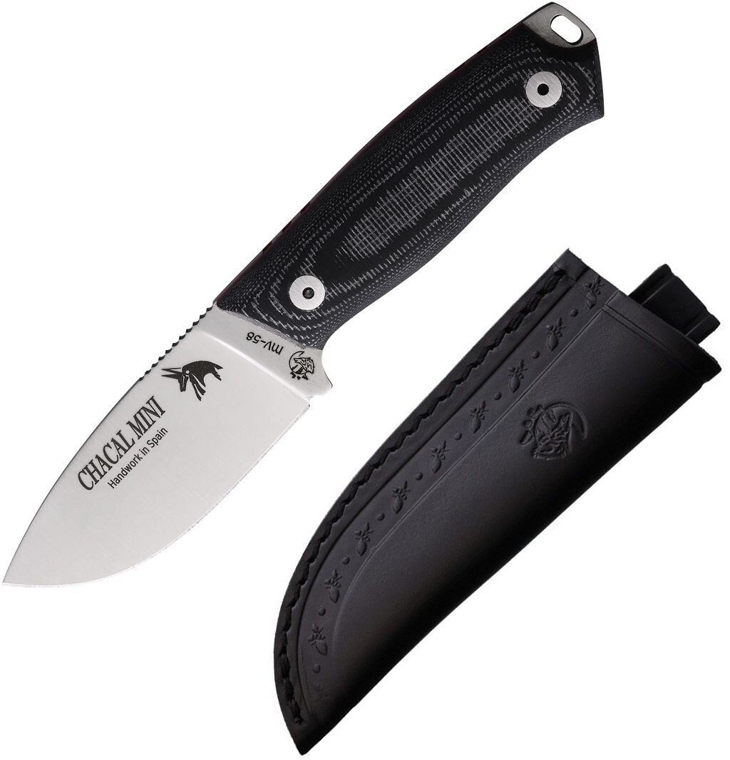 J&V Adventure Knives Chacal Mini Fixed Knife 3" MV-58 Steel Blade Micarta Handle