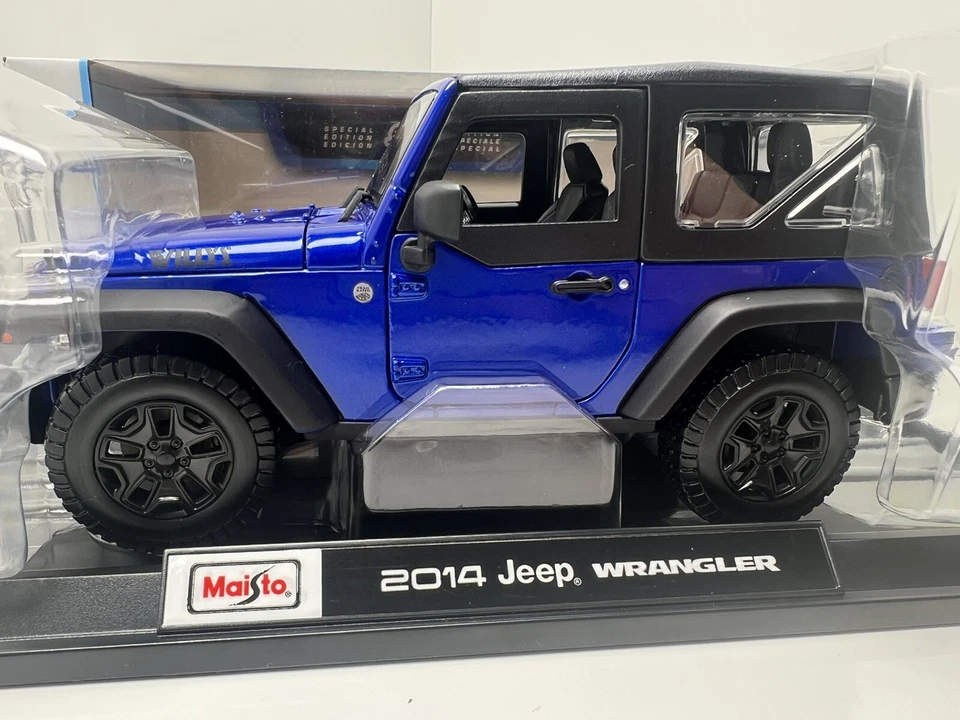 MAISTO 1: 18 比例 - 2014 Willys Jeep 牧马人蓝色 - 压铸模型车 — 第 2/4 张图片