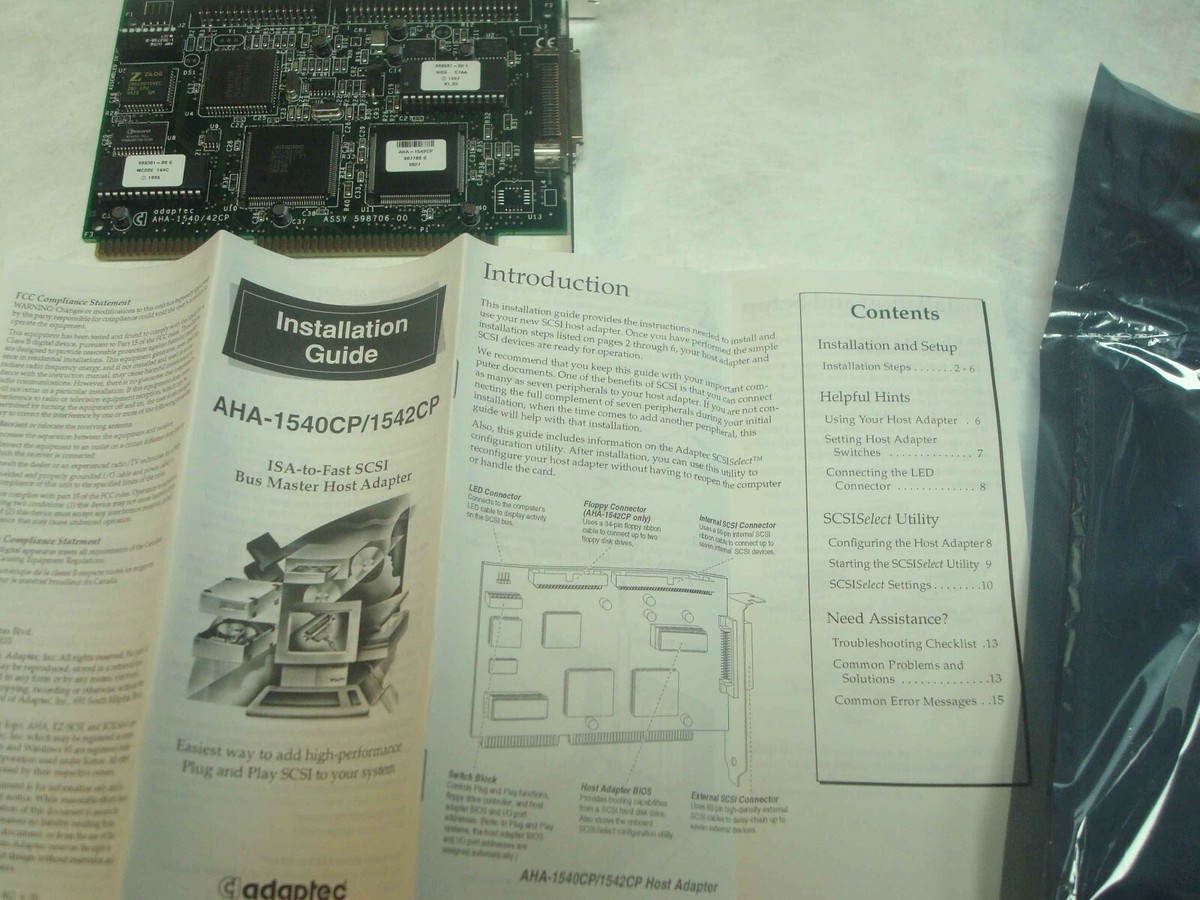 ADAPTEC AHA-1542CP ISA SCSI CONTROLLER CARD NEW WITH MANUAL BULK 