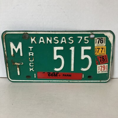 1975-79 Kansas Farm Truck 66M+ License Plate 515 Morton County MT Collector