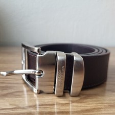 Versace Collection Men's Belt Genuine Leather Square Pin Buckle Brown 120/135