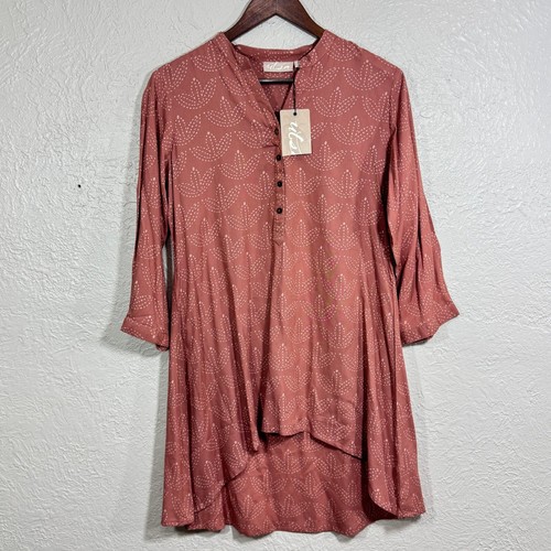 Utsa Kurta Tunika Kleid Medium Earthy Muted Hi Low Indie Ethno Lagenlook Neu
