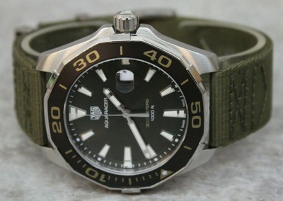 TAG Heuer Aquaracer 43mm Men's Watch w/ Khaki Textile Strap - WAY101E 7612533144156 | eBay