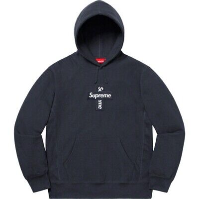 Supreme Cross Box Logo Hooded Sweatshirt Navy Size Medium BRAND NEW  AUTHENTIC | eBay