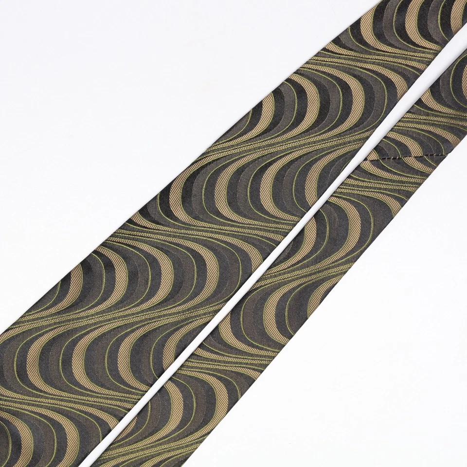 Corbata tejida Tallia para hombre de seda verde beige remolino tejido hecho en Italia Foto 3 de 4