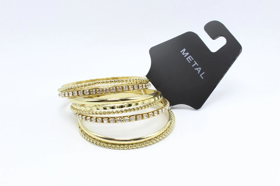 Nuevo Brazalete Brazalete Oro Martillado Torcido Cristal Cristal Nuevo con Etiquetas #B1218 Foto 2 de 3