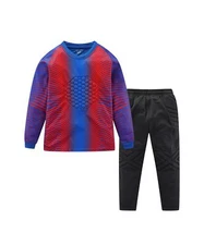 Boys Padded Goalkeeper Soccer Jersey and Pants Long Sleeve Goalie Uniform Kit...