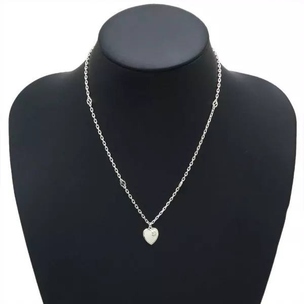 Collier chaîne pendentif cœur imbriqué Gucci SV825 accessoire bijoux argent