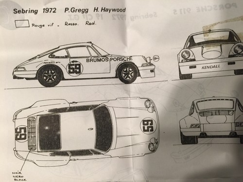 Porsche 911 s Sebring 1972 Unbuilt Metal Kit #59 Drivers Gregg & Haywood France - Bild 4 von 12