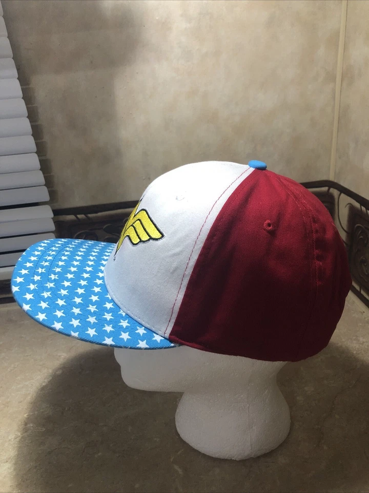 DC Comics Mujer Maravilla Gorra Sombrero Rojo/Azul/Blanco Estrellas Ajustable Snapback Foto 2 de 4