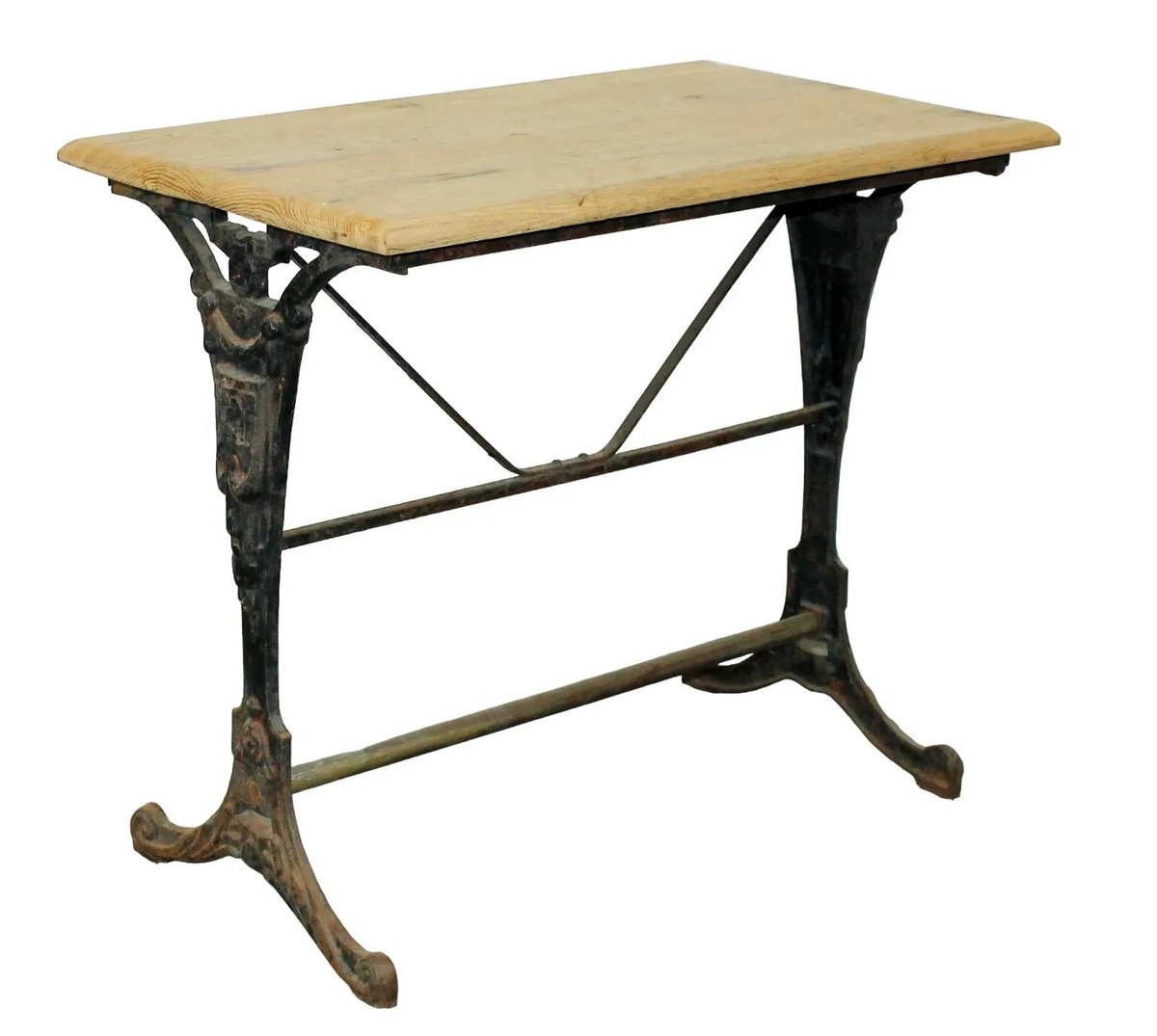 Antique French Art Deco bistro table w/ cast iron base