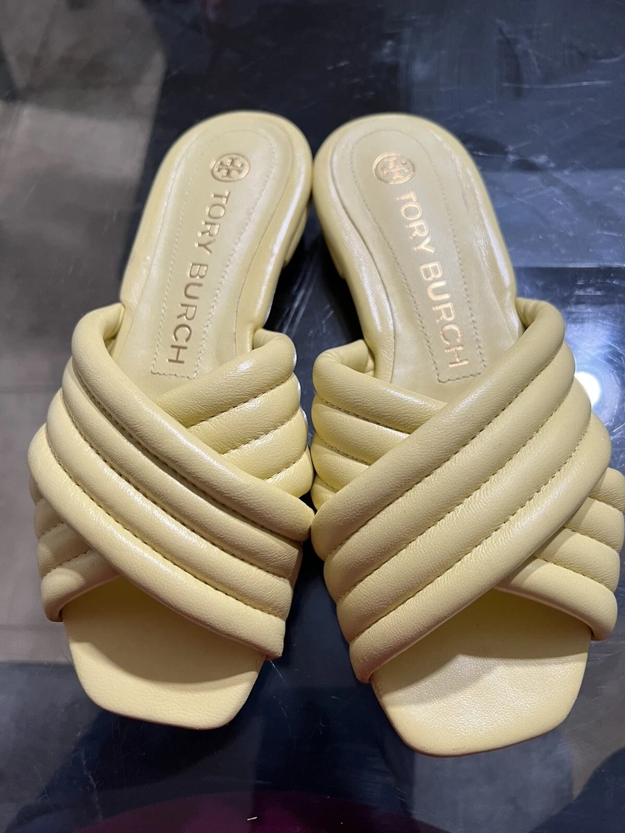 Tory Burch Women s Kira Quilted Crisscross Sandals in Yellow