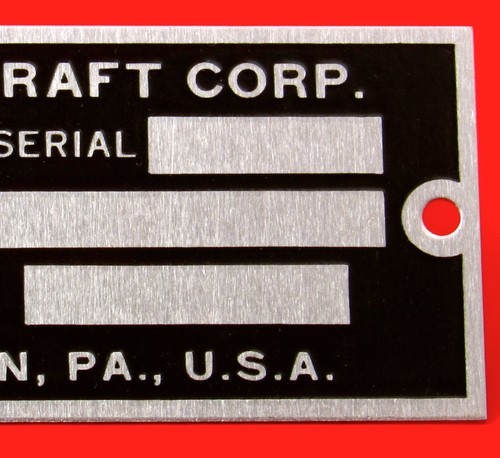 PIPER Aircraft Company - DATA Tag OEM FACTORY Airplane Placard - NEW Old Stock - Bild 4 von 6