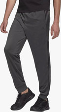 adidas Mens L Gray Essentials Tapered 3-Stripes Lightweight Tricot Pants