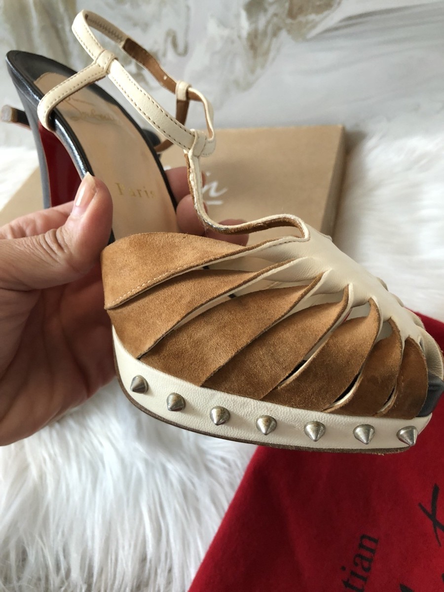 【オッフェン】pointed-RBON / CAMEL 39 Christian Louboutin Camel Tri Color Suede Spike Slingback