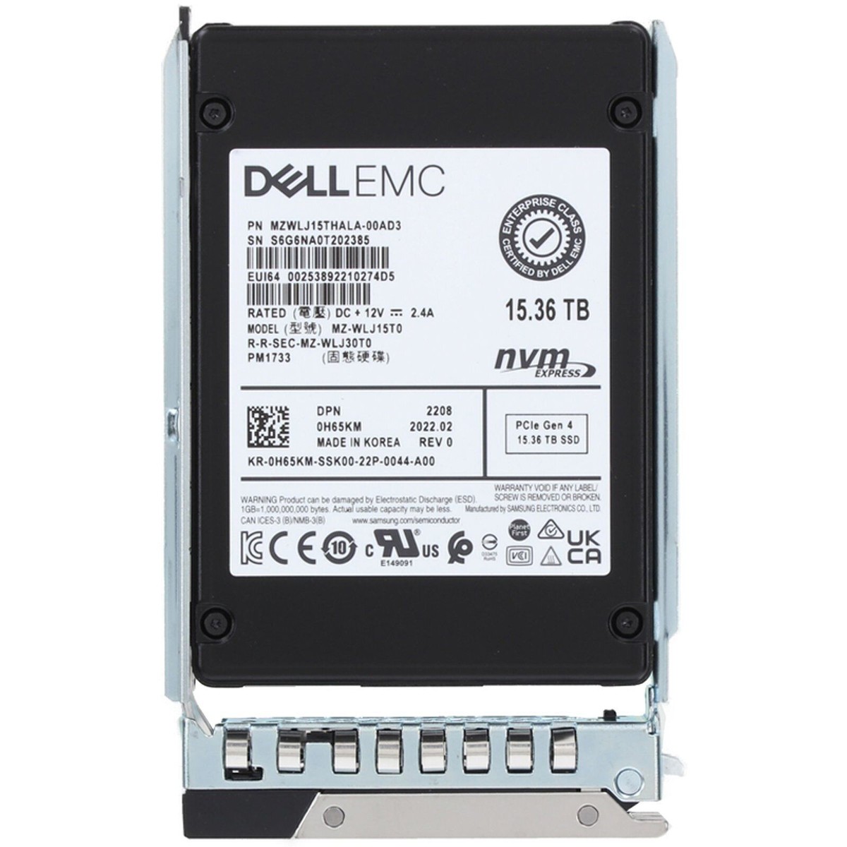 DELL EMC 15.36TB V-NAND PCIE GEN4 NVME U.2 2.5 SFF ENTERPRISE SSD