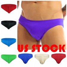 Men Bikini Briefs Bulge Pouch Underwear Low Rise Stretchy Underpants Lingerie