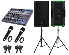 Mackie 2x Thrash 212 12" 1300W Speaker  EMB MX10BT Mixer  Mics Stands  Cables