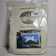 VTG The Tapis Tree Running Rabbit Needlework Pillow Kit Carolyn Barrani Easter