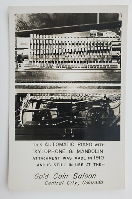 Central City, CO Gold Coin Saloon Automatic Piano RPPC Real Photo Postcard G59