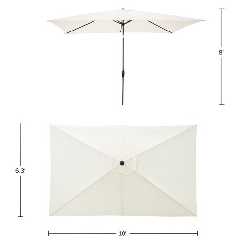 10ft Rectangular Patio Umbrella Push Button Tilt Outdoor Shade Steel Pole New - Picture 2 of 8