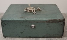 ANCIEN COFFRE MONNAIE RANGEMENT BOITE METAL AMAX FORT CLE BANQUE VINTAGE 