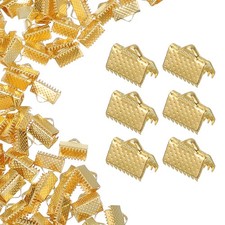 200Pcs 10mm Ribbon Crimp Clamp Ends Bookmark Pinch Cord End Clasps Gold