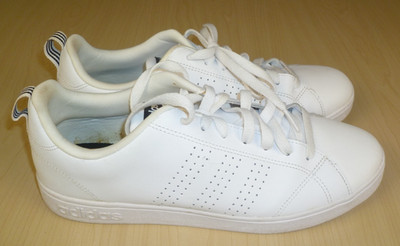 Womens Size 10 Adidas Cloudfoam Sneakers Shoes White Leather Lightweight Workout