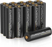 POWEROWL Goldtop Rechargeable AA Batteries PRO, High Capacity 16 Count 