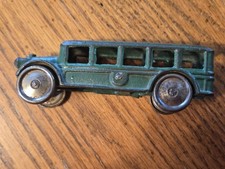 1930's Green 5 Window Touring Cast Iron Toy Bus NICE