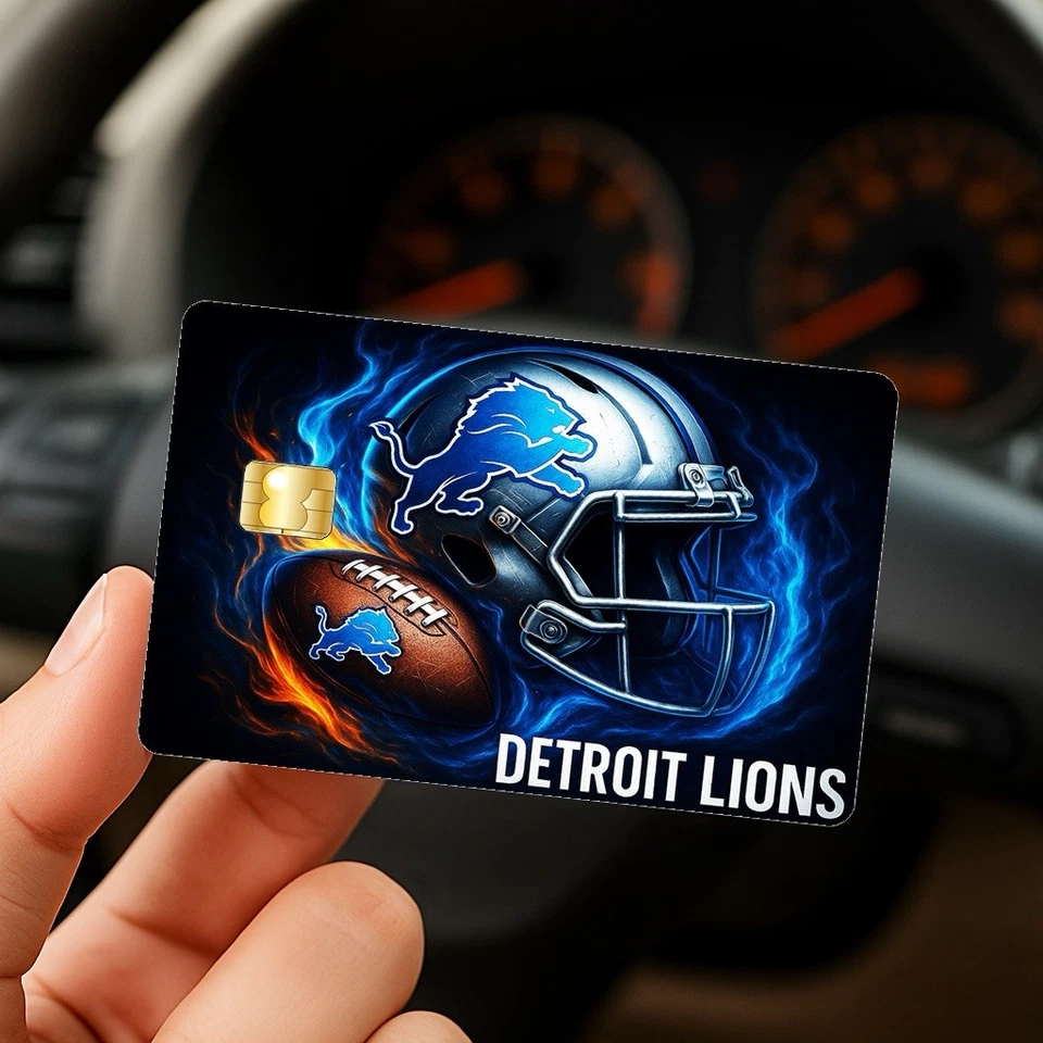 Calcomanía de vinilo de fútbol americano NFL de los Detroit Lions para tarjeta de débito de crédito Foto 4 de 4