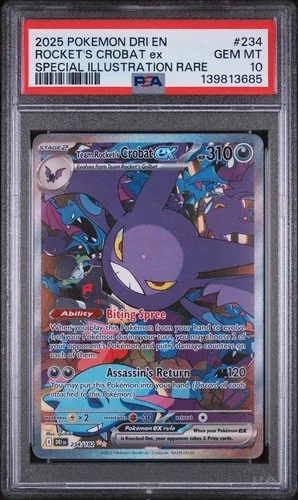 2025 POKEMON DRI EN-DESTINED RIVALS #234 TEAM ROCKET'S CROBAT EX PSA 10