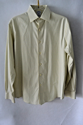 Brooks Brothers Regent Non-iron Shirt 16x35 Blue Yellow Check