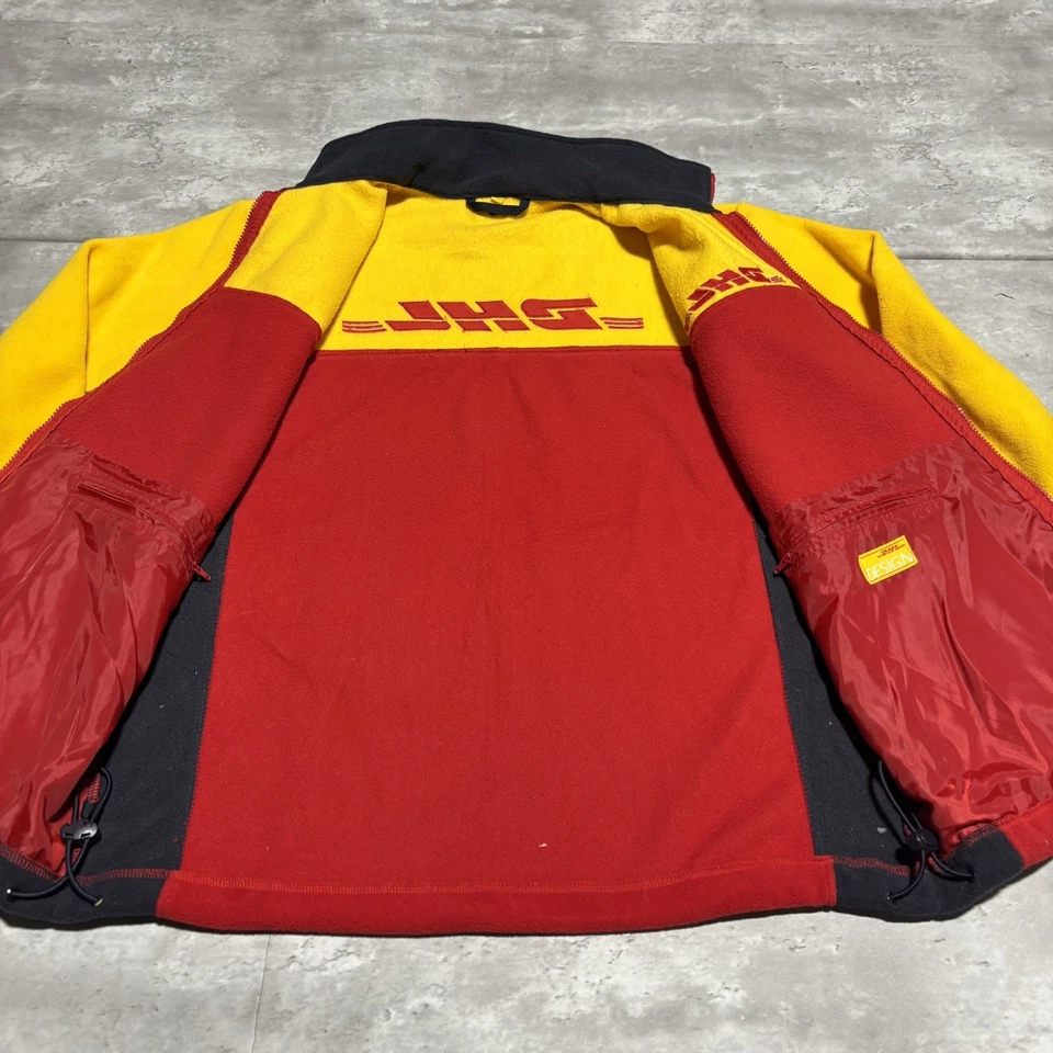 DHL Fleece Jacket Men's Large Multicolor Colorblock Full Zip Windbreaker A1 - Image 4 of 4