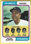 1974 Topps #144 Dodgers Walter Alston / Tom Lasorda /Jim/Adams/Basgall MGR