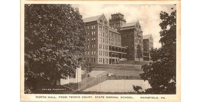 1921 Mansfield PA Postcard-North Hall State Normal School-Future Home Message