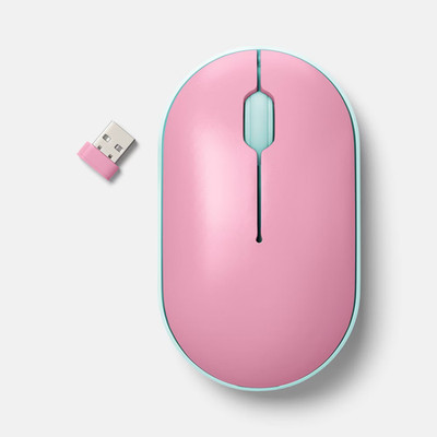 Pink & Teal Bluetooth Wireless Optical Mouse Laptop PC Computer USB Connection