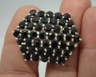 BIG BOLD vintage black jeweled cluster RING sterling 925 silver 7.5 blue stone ?