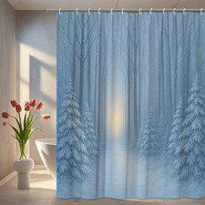 Winter Wonderland Shower Curtain - Snowy Forest Design for Bathroom
