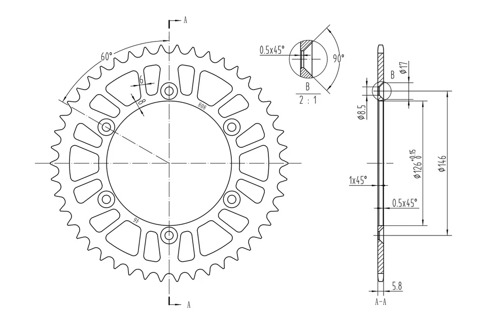 For Suzuki RMZ250 2007-2016 BikeMaster 965169 520 Series Sprocket - Image 2 of 2