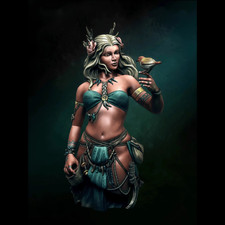 1/10 Scale Fantasy Elf Druid Woman Bust Resin Model Kit Unpainted Miniature