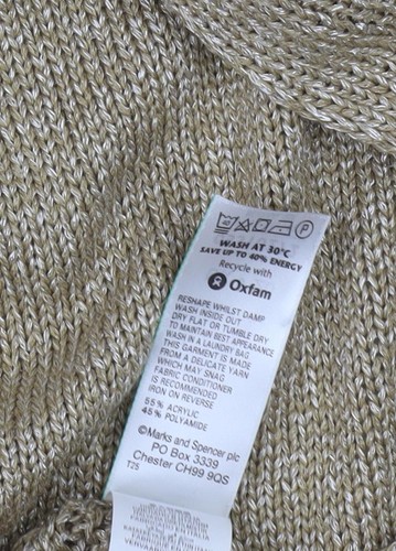 Marks and Spencer Gold Open-Knit Women's Open Front Cardigan Size 20 - Picture 4 of 12