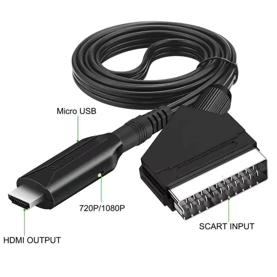 Cavo Adattatore da SCART a HDMI 1m Convertitore Convertitore Full HD Video Audio - Immagine 3 di 4
