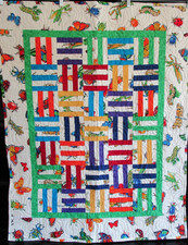 Handmade Children's TODDLER Quilt, QUILT SHOP FABRICS, BUTTERFLIES  BUGS, 37X47