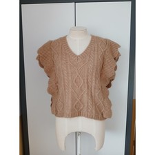 Zara Sleeveless Jumper Medium UK 8-10 Alpaca Wool Mocha Brown
